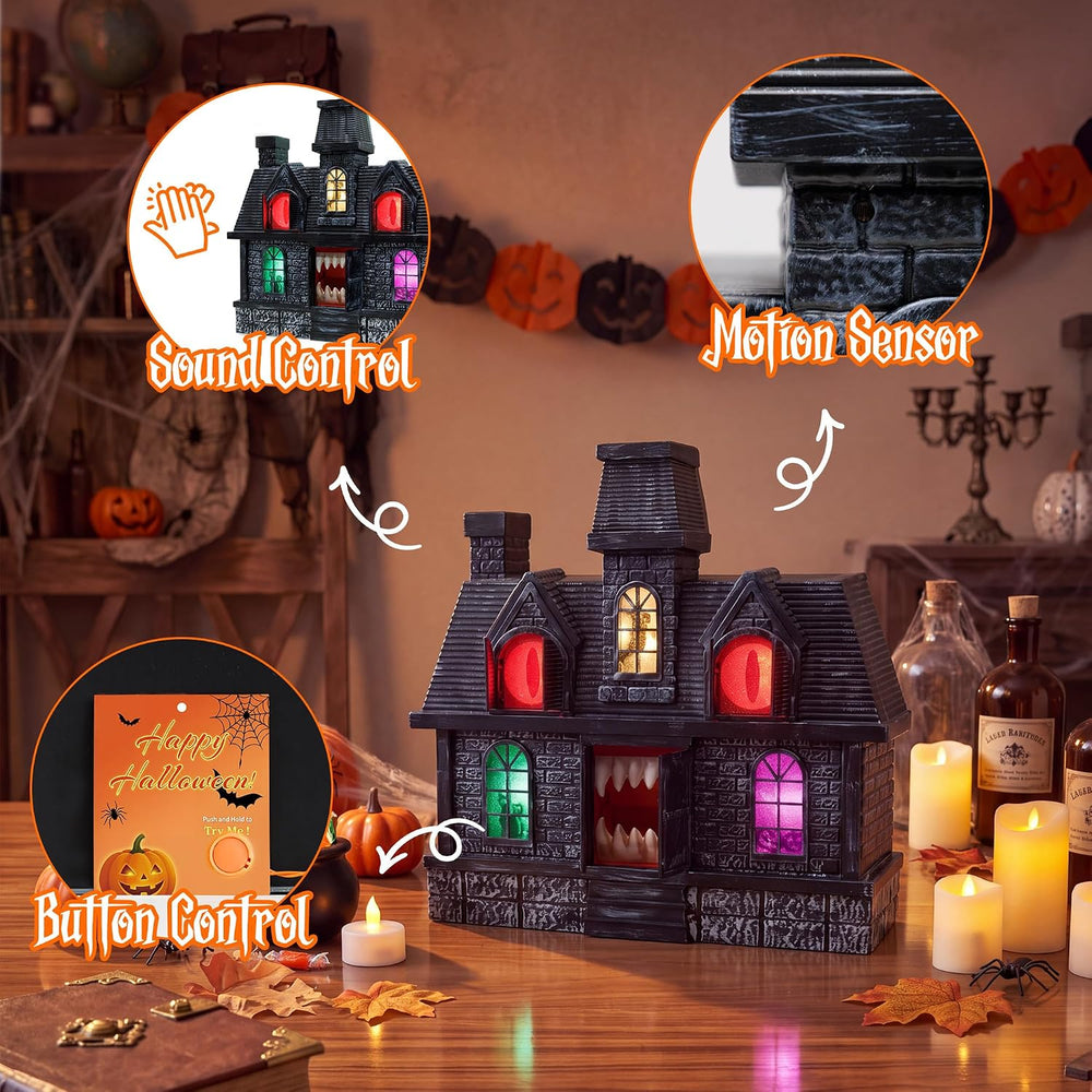 Halloween 14" Projection Haunted House, Animated Snapping, Colorful Lights