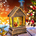 Garma Lighted Christmas Snow Globes Musical Lantern with Timer, Train Water Lanterns Snowing Glittering Battery Operated, Christmas Santa Claus Musical Lighted Christmas Home Décor (House Lantern)