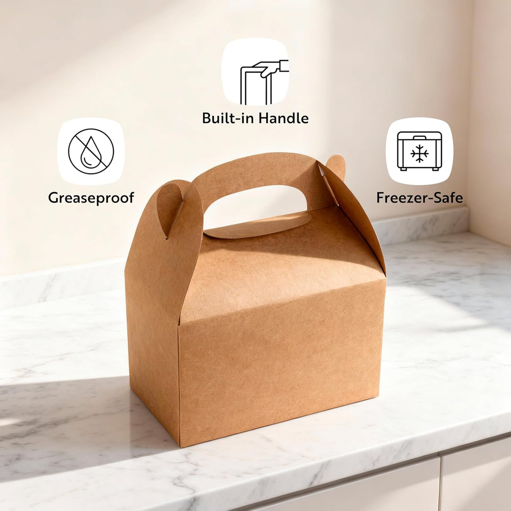 Restaurantware Kraft Paper Gable Boxes, 6 x 3 1/2 x 3 1/2 In, 100 Ct
