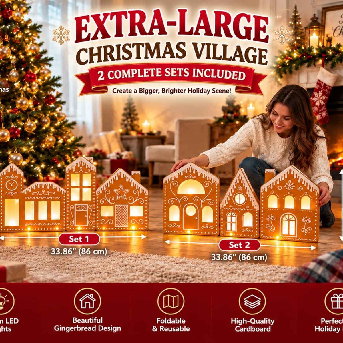 epakh 2 sets 2.8 x 1.3ft large christmas shown in use