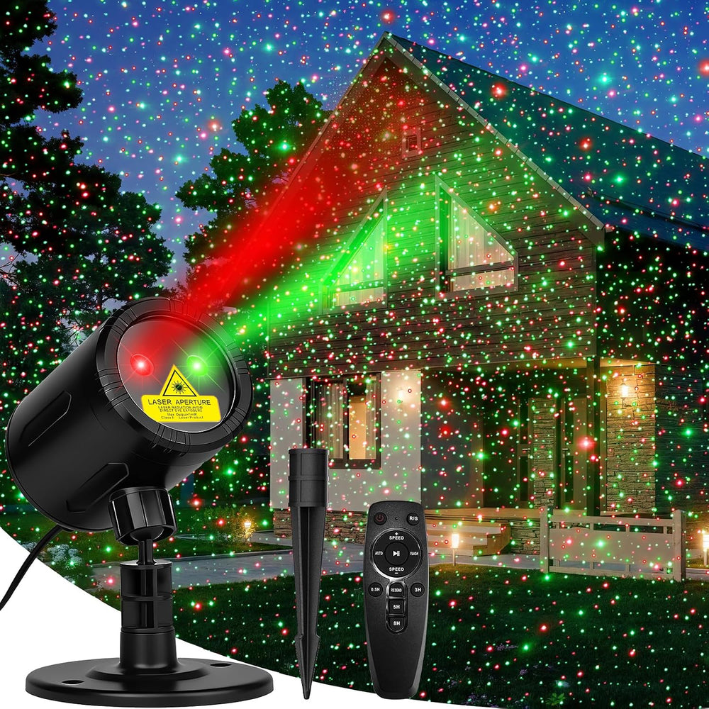 Christmas Projector Lights Outdoor, Red & Green Laser Light Projector