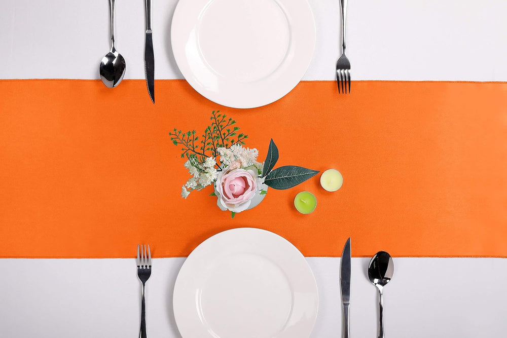 15-Pack Satin Table Runner Orange 12 x 108 inches Long, Table Runners for Wed...