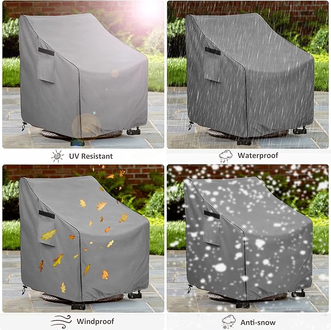 Okcool Outdoor Swivel Chair Cover 2 Pack,Outdoor Furniture Patio Chair Covers Waterproof Clearance,(27.5"W x 32.5"D x 39"H) Outdoor Lawn Patio Furniture Covers,Grey