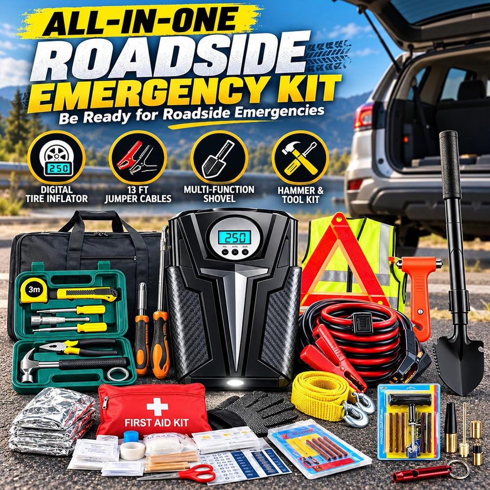 kewen Car Emergency Kit, Roadside Assistance Emergency Car Kit Jumper Cables,...