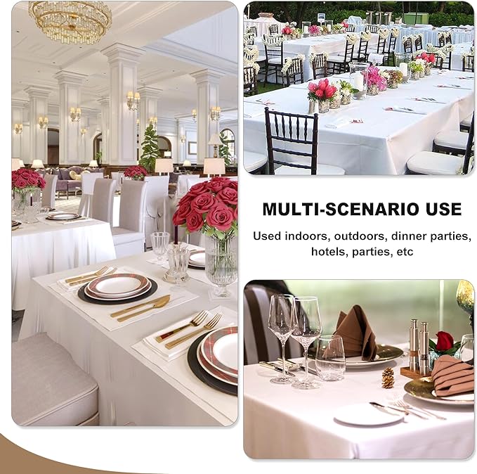 Fitable Ivory Tablecloths for 6-8 Foot Tables, 6 Pack - 70 x 120 Inches - Reusable and Washable Table Clothes, Polyester Fabric Table Covers for Wedding, Party, Banquet