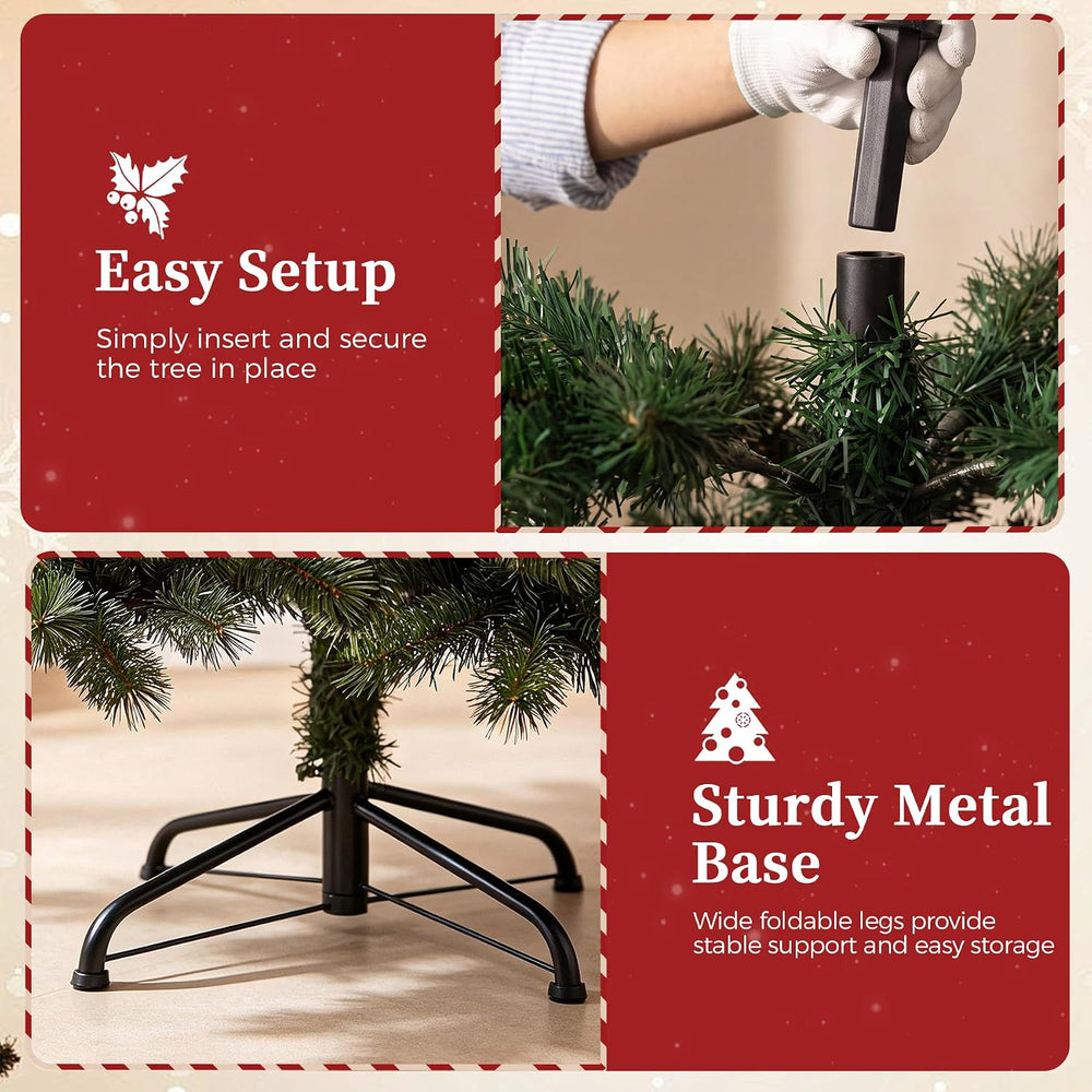 GTPLAYER 6 ft Artificial Christmas Tree, 1010 Branch Tips, Metal Base