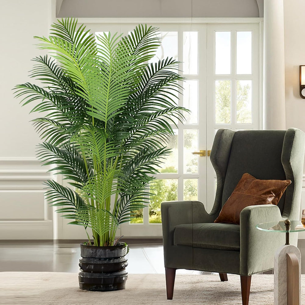 YEPDIN 6 Ft Artificial Tropical Palm Tree With 24 Removable Leaves - Large Fa...