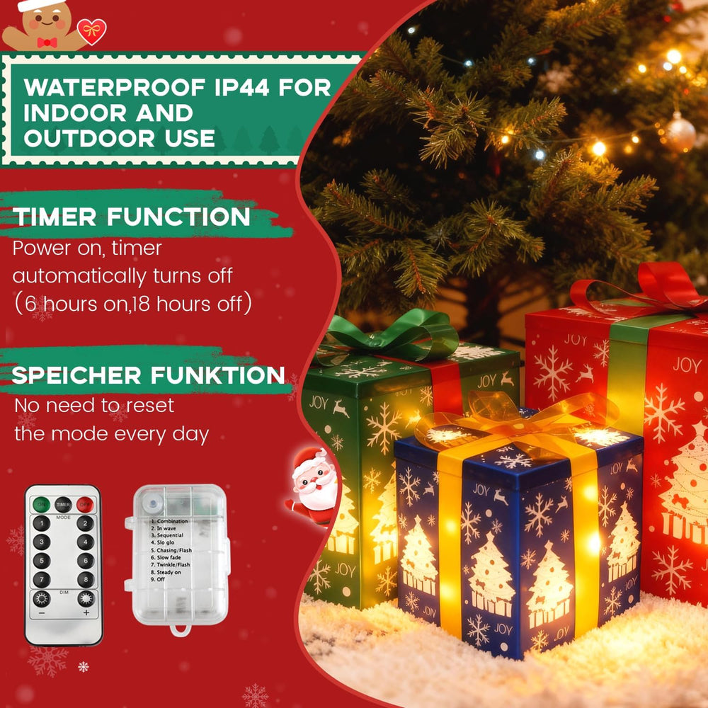 Set of 3 Christmas Lighted Gift Boxes, (3-Piece), Outdoor Christmas Decoratio...
