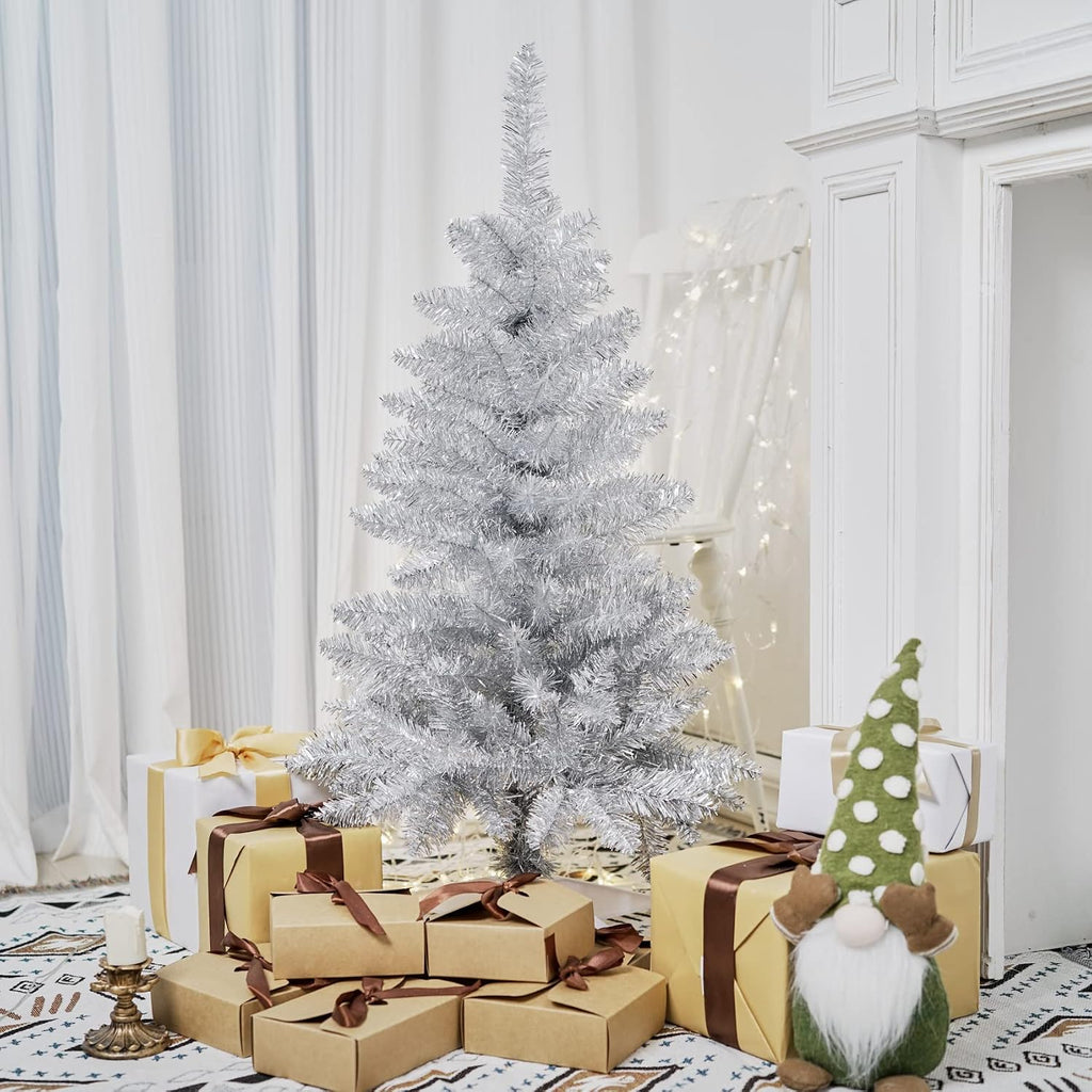 3FT Silver Artificial Small Christmas Tree Mini Tabletop Decor