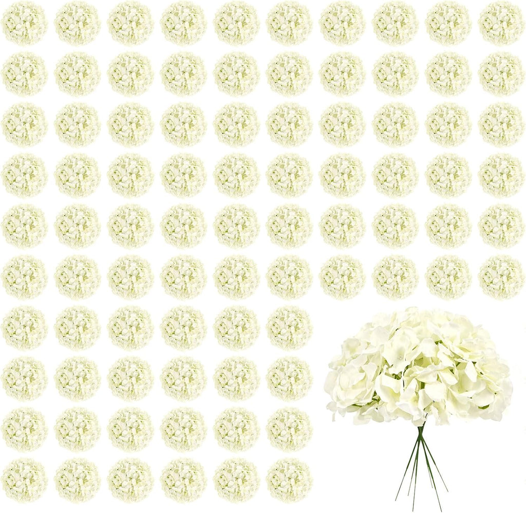 Pesonlook 100Pcs Ivory Hydrangeas Artificial Flowers,Wedding Centerpieces
