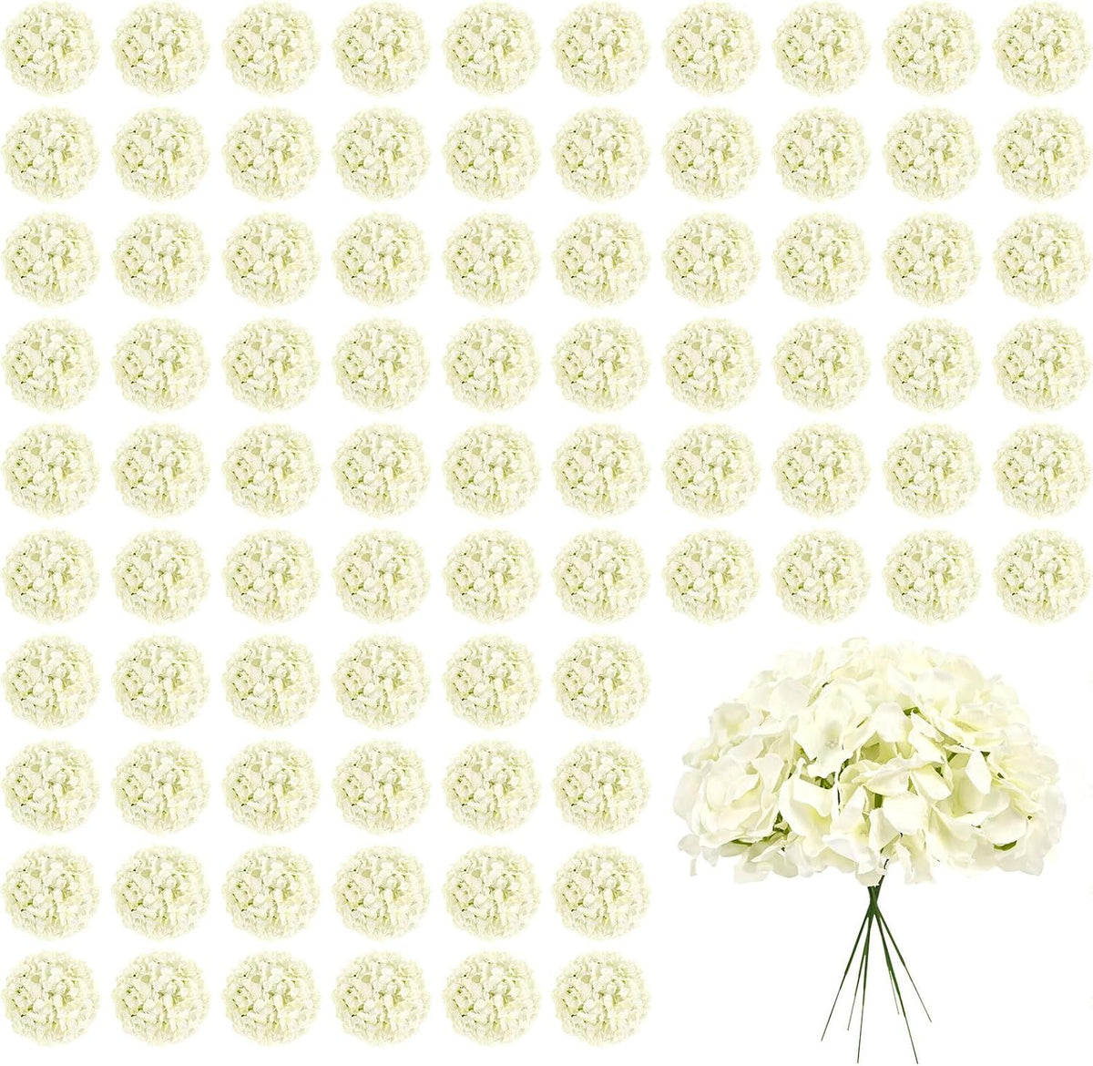 Pesonlook 100Pcs Ivory Hydrangeas Artificial Flowers,Wedding Centerpieces