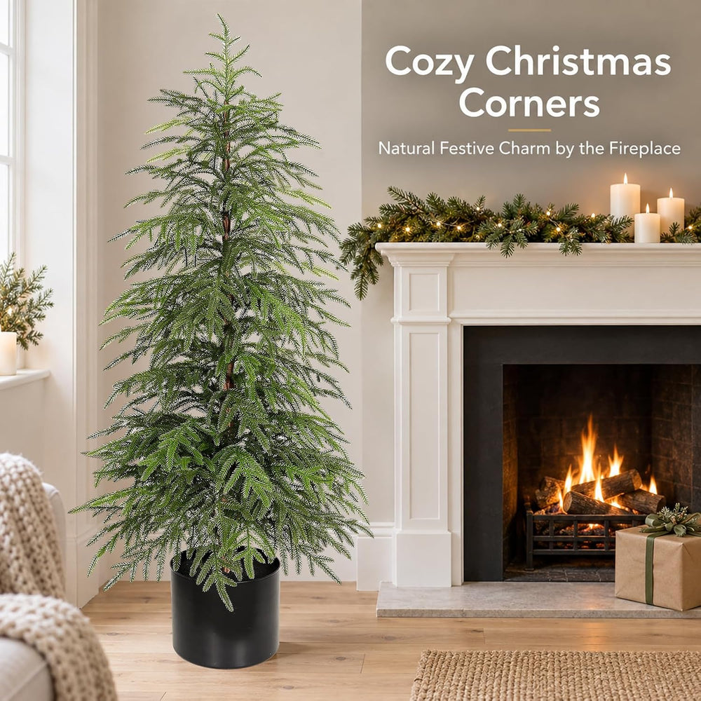 4FT Norfolk Pine Christmas Tree 2Pack, Soft Touch Potted Artificial Trees