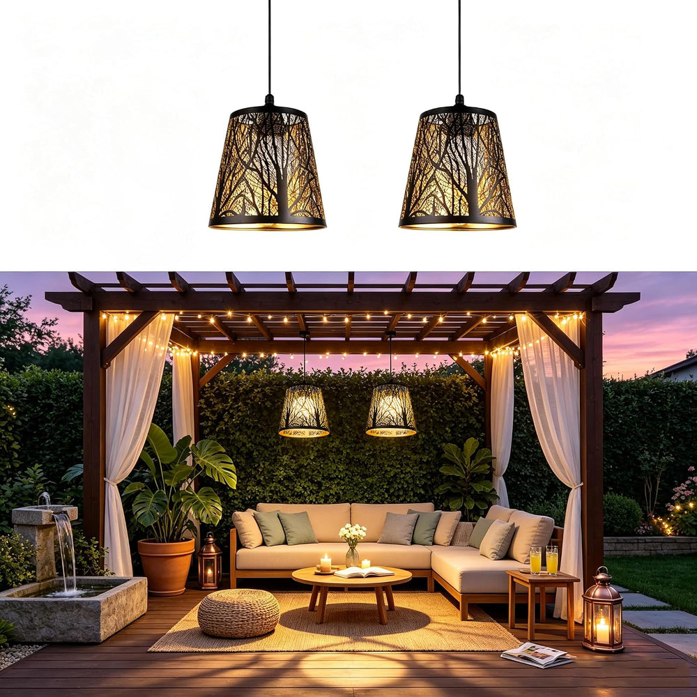 Solar Hanging Chandelier, Outdoor Light with Remote Control
