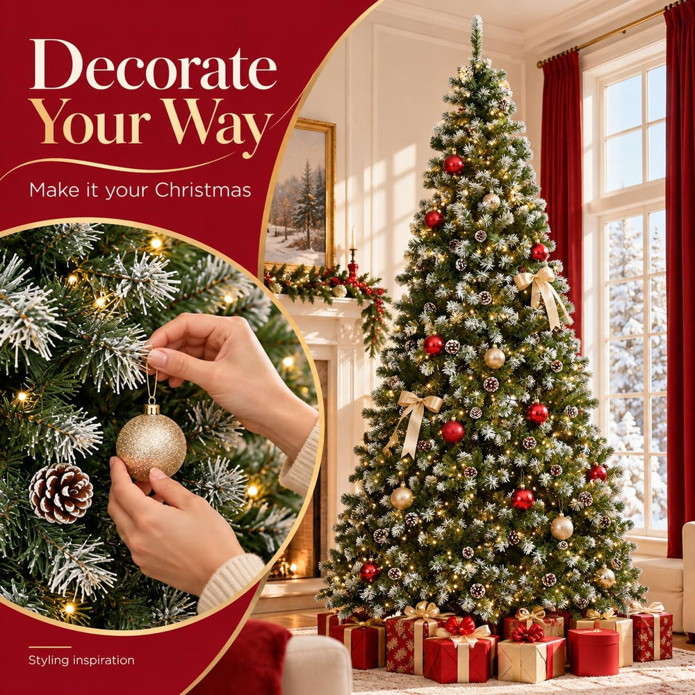 GAOMON 9ft Pre-Lit Artificial Christmas Tree, 900 Lights, 1800 Tips