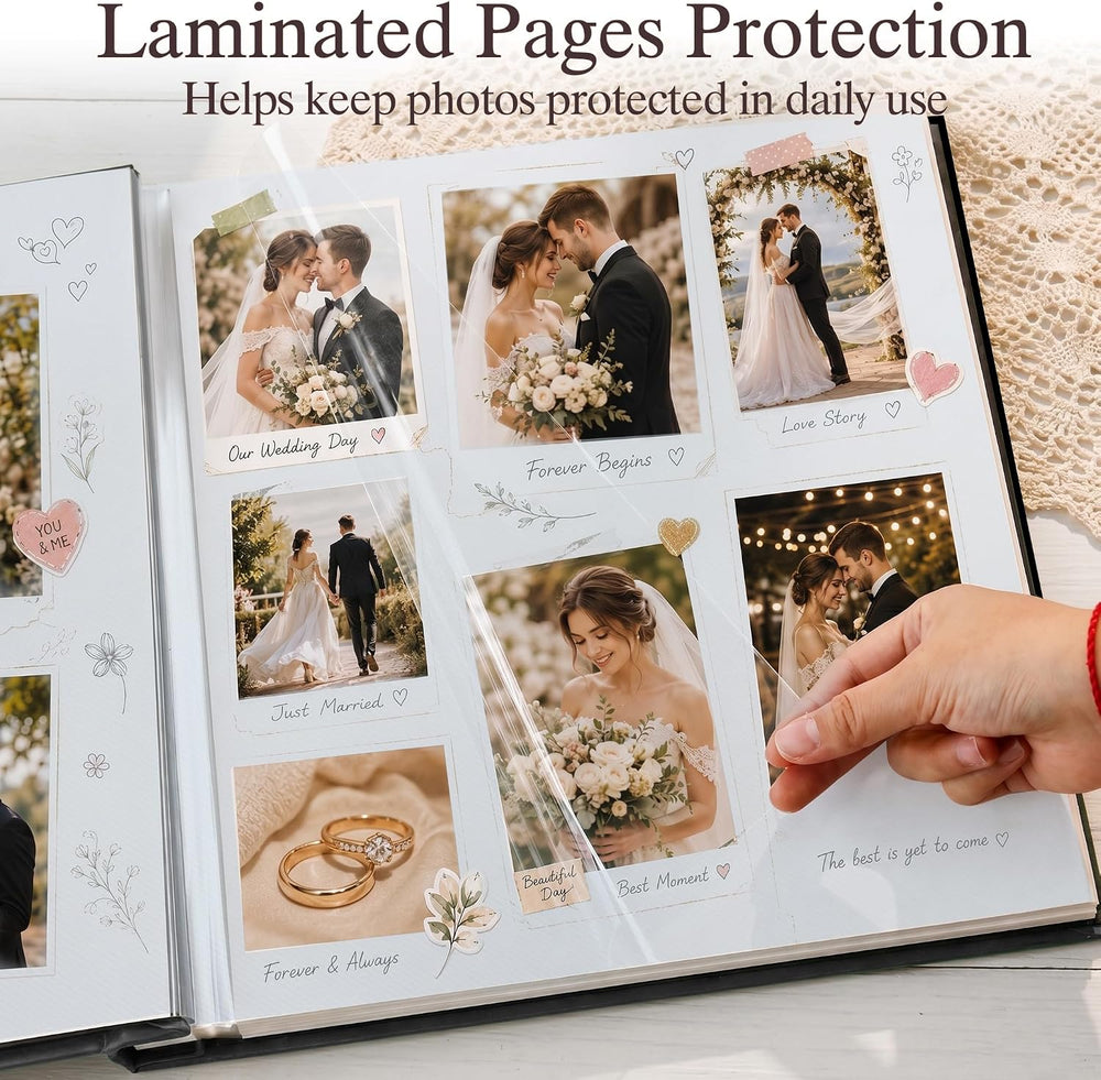 Photo Album Can Hold 3X5 4X6 5X7 6X8 8X10 Photos, Self Adhesive Magnetic DIY ...