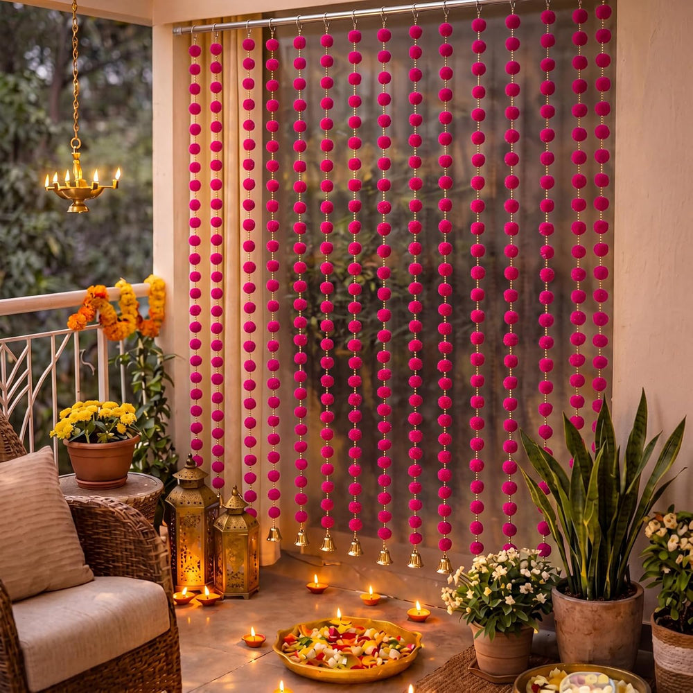 12 Pcs Holi Decorations Marigold Garland 4 ft Long, Rose Pink