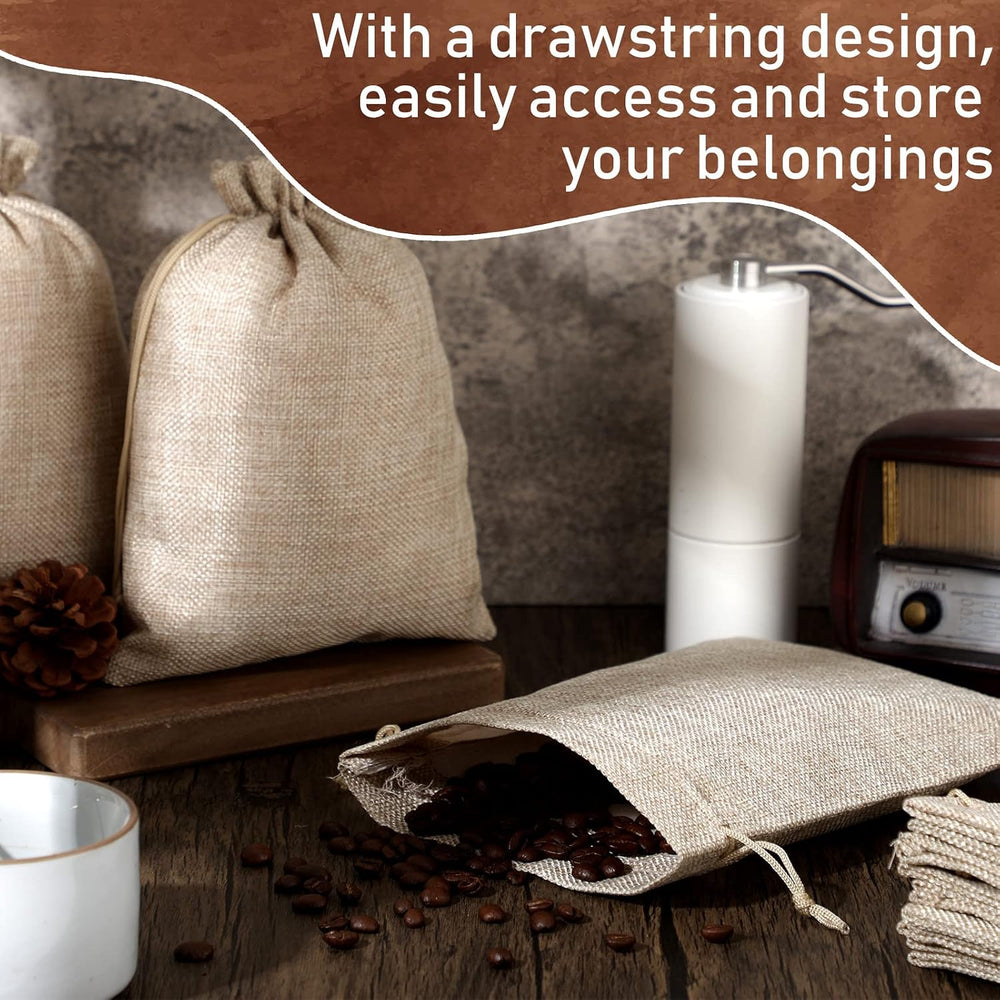 Berlune 100 Pcs 7x9 Inch Burlap Bags with Drawstring Gift Storage Pouches