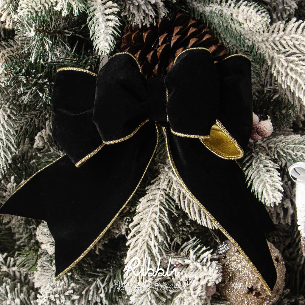 ribbli black velvet wired ribbon 4 inch luxury, side view