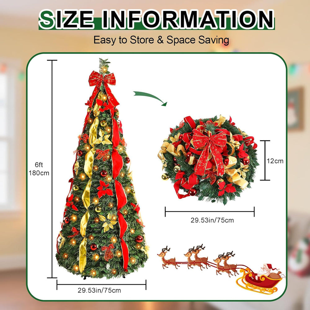 Alupssuc 6FT Pop Up Christmas Tree, Full Shape, Remote, Dual Color Lights