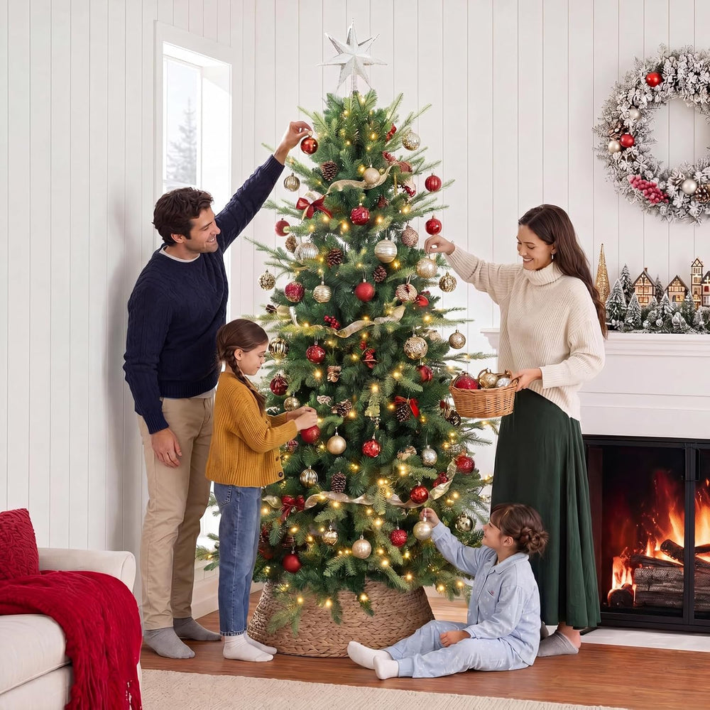 5ft Pre-Lit Aspen Fir Artificial Christmas Tree, Pencil Xmas Tree