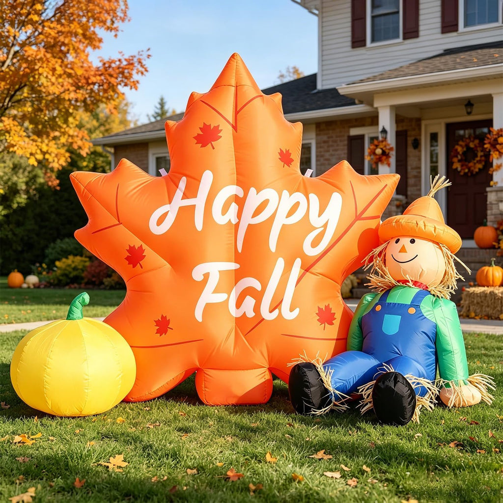 domkom 6 ft fall inflatable outdoor decoration, happy, side view