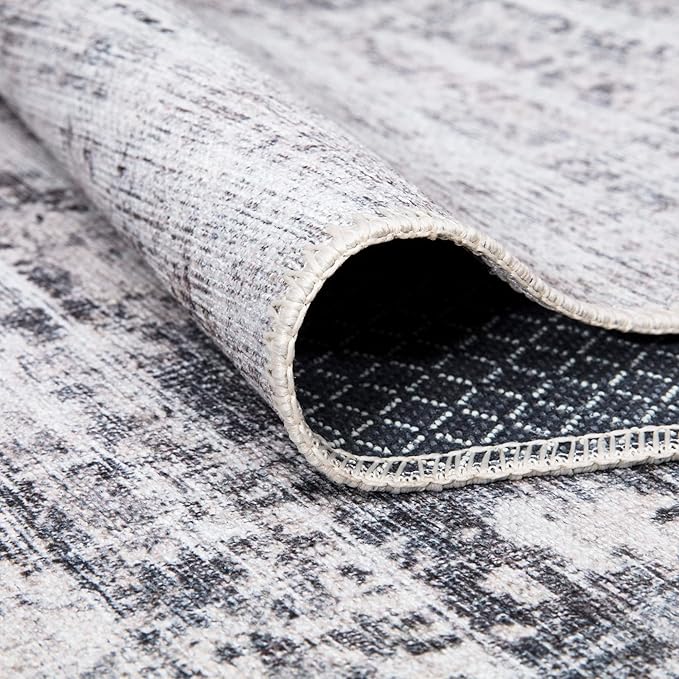 Bloom Rugs Washable Non-Slip 2' x 3' Rug - Gray/Charcoal/Blue Modern Abstract Area Rug for Living Room, Bedroom, Dining Room, and Kitchen - Exact Size: 2' x 3'