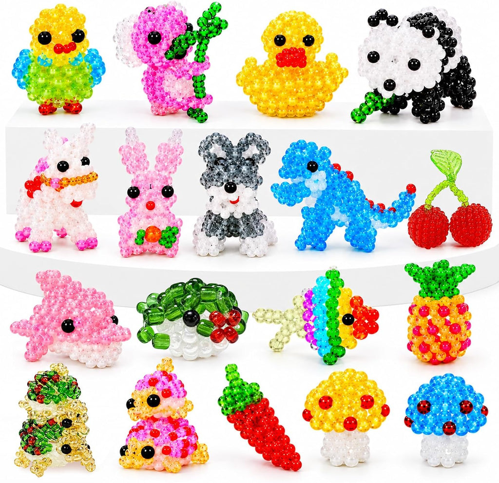 LYDZTION 18Pcs Mini 3D Beaded Animals Set, Handmade Cute Beaded s