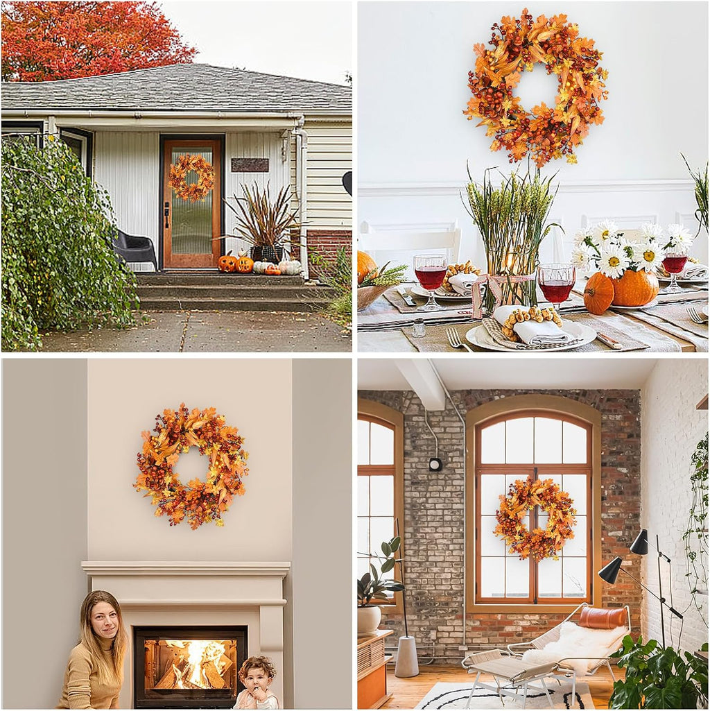 Fall Wreaths for Front Door 24 Inch Autumn Harvest Wreath for Thanksgiving