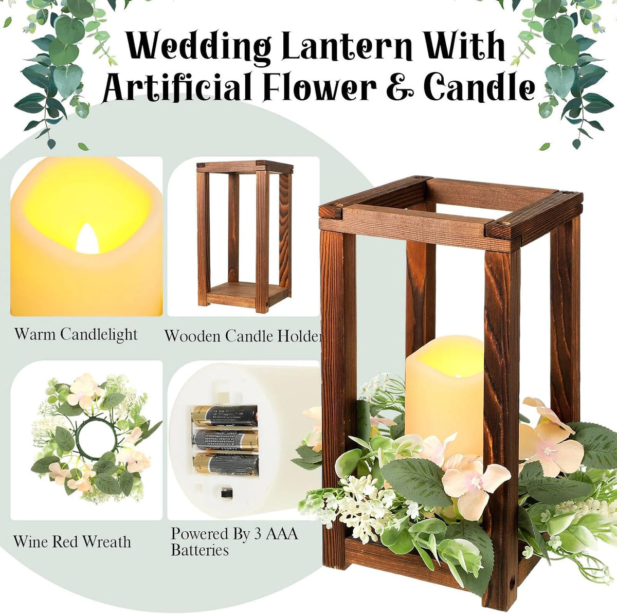 hushee 30 pcs wooden wedding lantern centerpiece candles, package contents