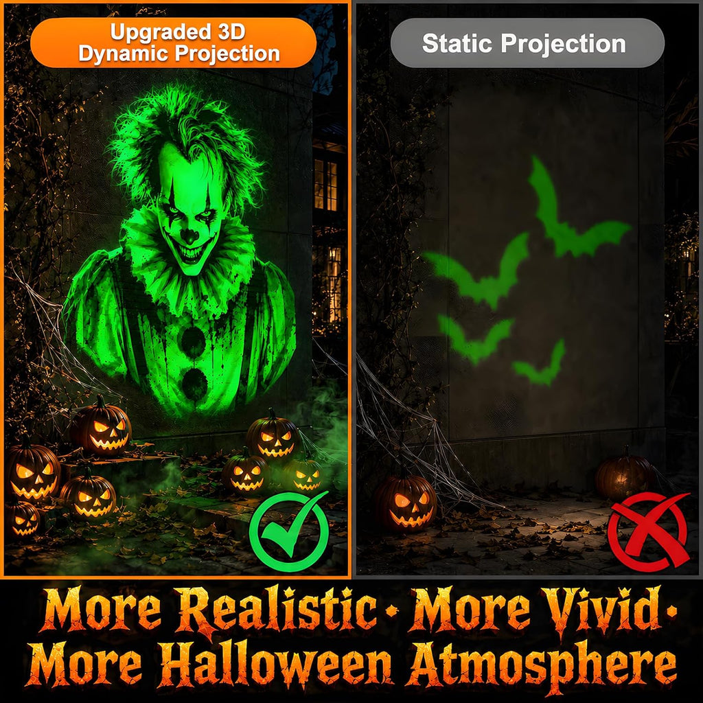 12-in-1 halloween projector lights, outdoor dynamic halloween projector shown in use