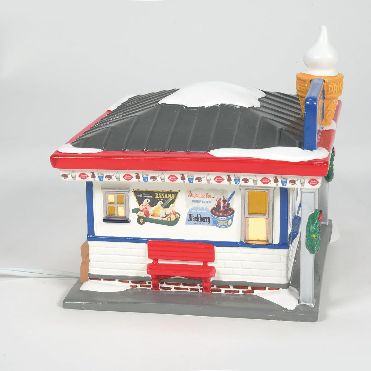 Department 56 Original Snow Village Dairy Queen Ice Cream Shop Lit Building, 5.63 Inch, Multicolor