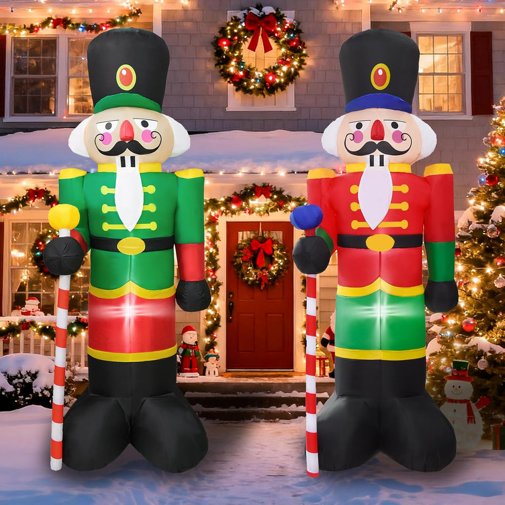8.3ft 2pcs christmas inflatable nutcracker, jumbo nutcracker soldier shown in use