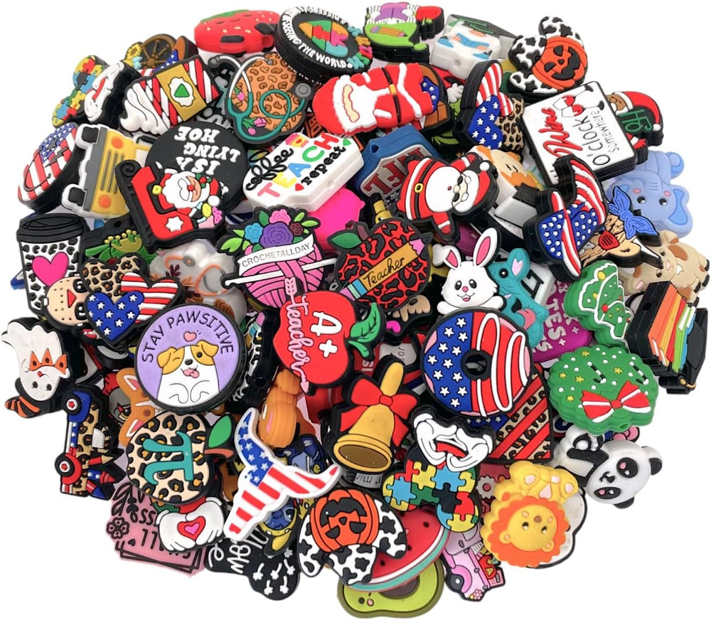 100Pcs Silicone Focal Beads Bulk, Different Random Mix Collections Teacher Ch...