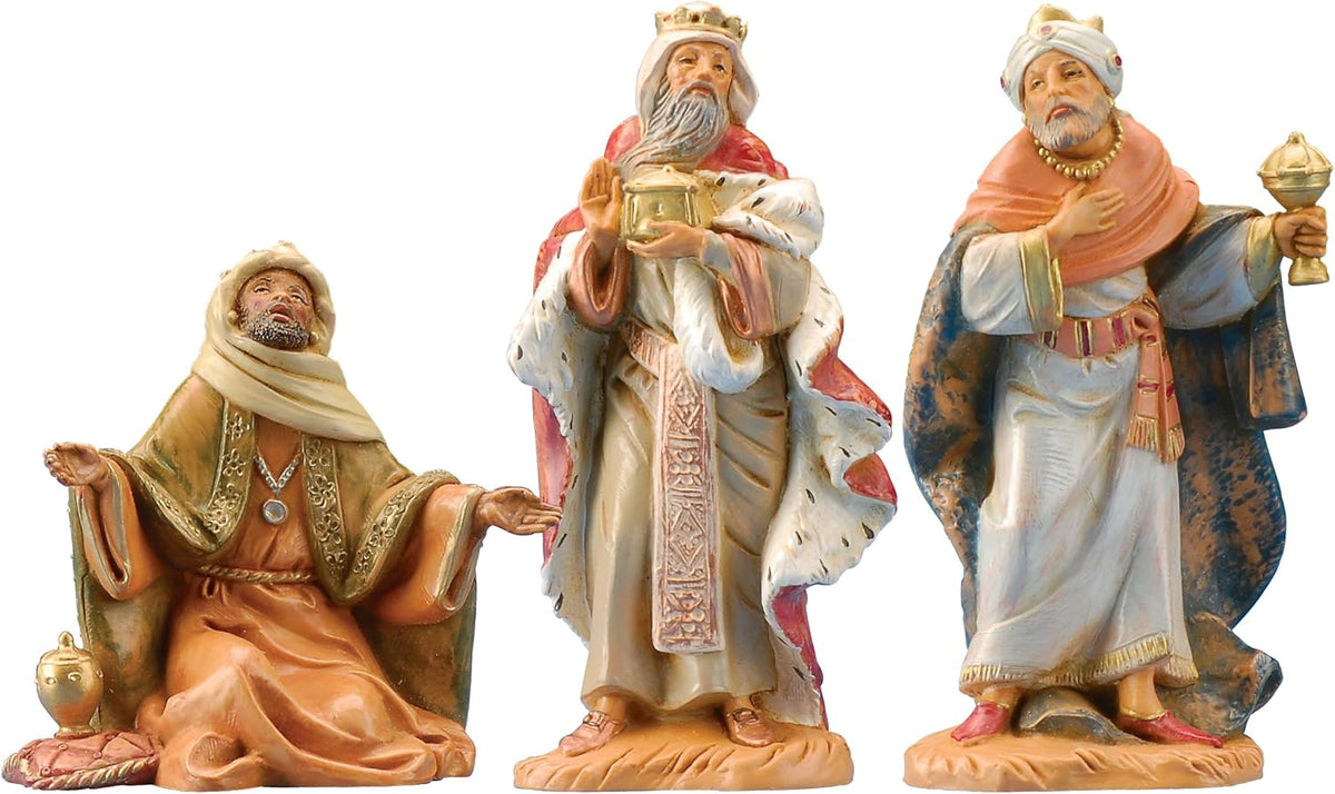 Fontanini by Roman Inc., 3 Piece King Set, 5" Three Kings Collection, Nativity Figure and Accessories, Hand Sculpted and Painted
