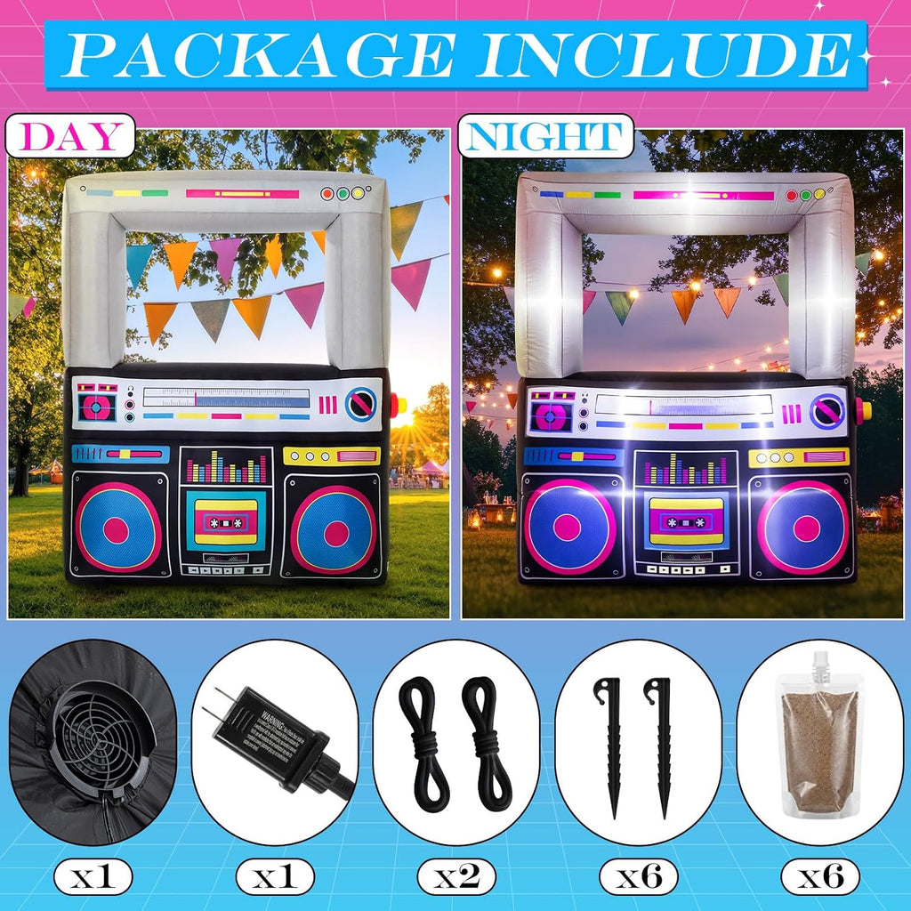 soulchen 6x5 ft inflatable radio boombox led lights, close-up detail