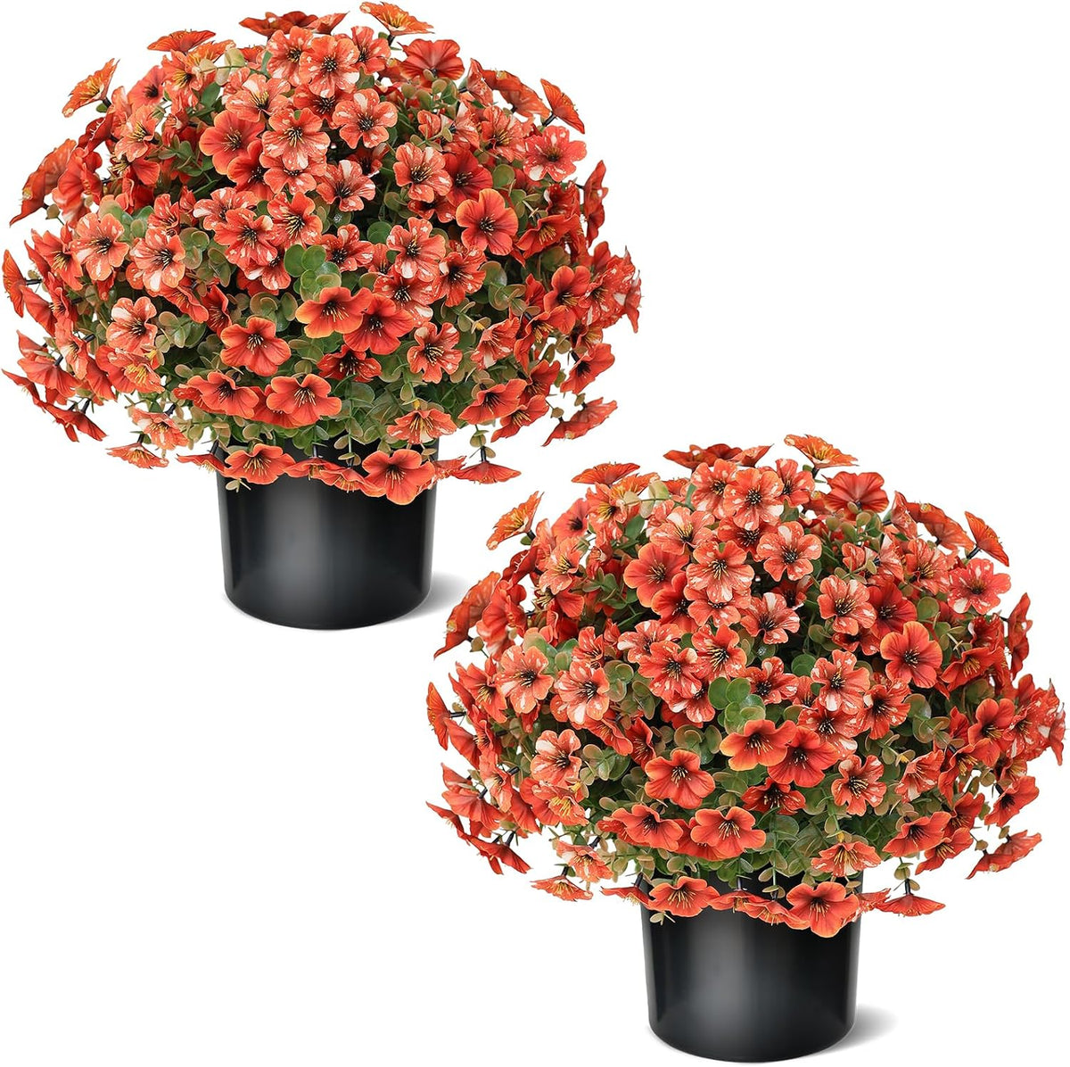 2 Sets Artificial Fall Flowers Topiary Ball Trees for Front Forch (Orange)