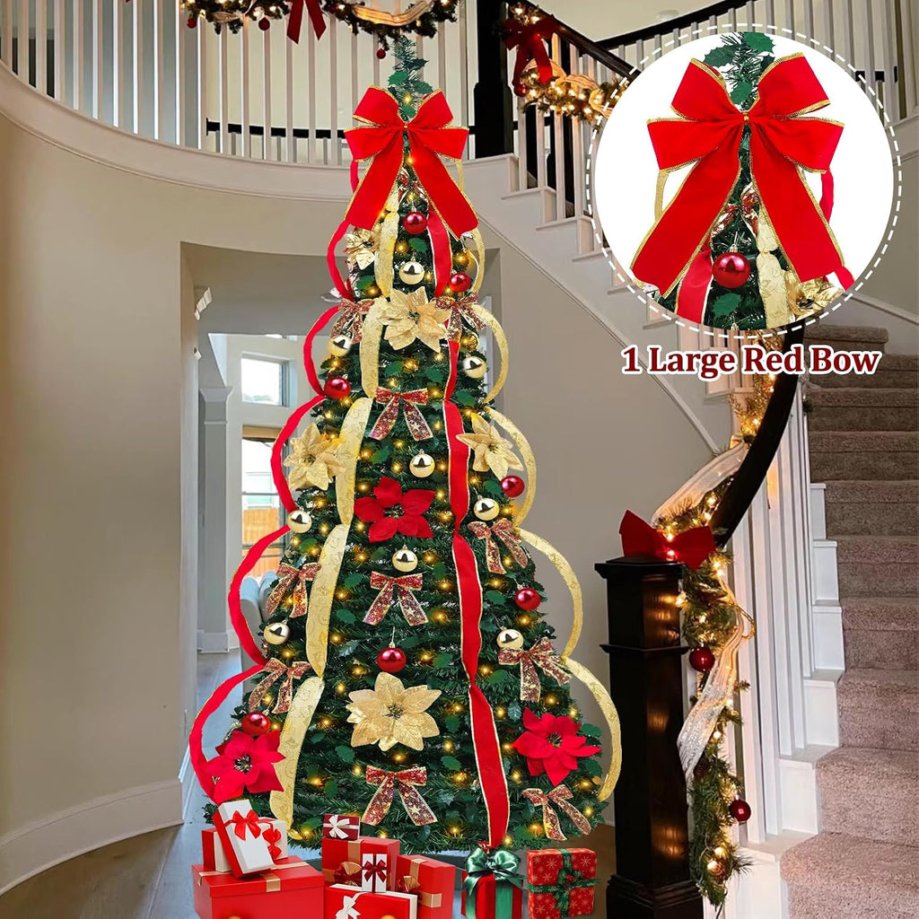 7 FT Prelit Pop Up Christmas Tree 250 Warm White LED Lights Xmas Decoration