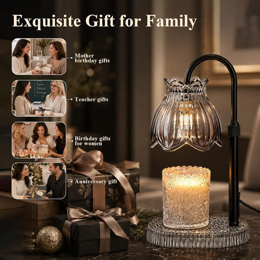 JACCAWS Candle Warmer Lamp with Timer Dimmer, Adjustable Height (Black)