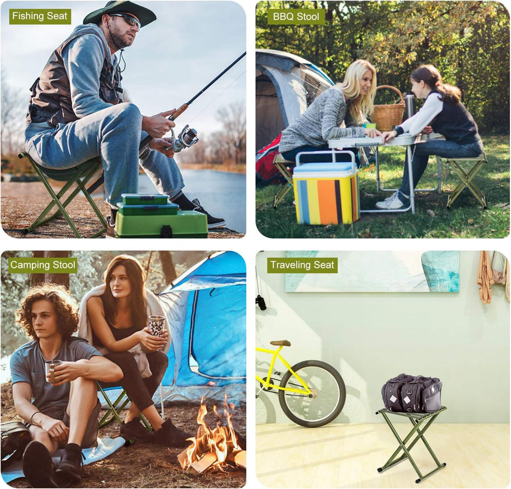 TRIPLE TREE Folding Stool 17.8" Height Heavy Duty Camping Stool Outdoor Portable Chair Hold up to 600 lbs for Walking Hiking Fishing