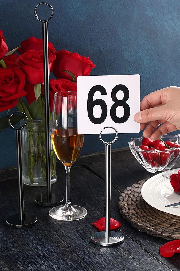 New Star Foodservice 23336 Ring-Clip Table Number Holder/Number Stand/Place Card Holder, 8-Inch, Set of 12