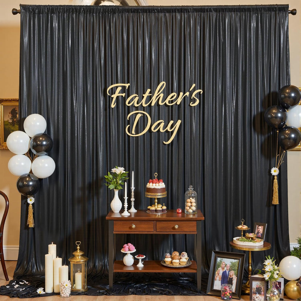 10x12FT Black Sequin Curtains Backdrop, Wrinkle Free Fabric for Halloween