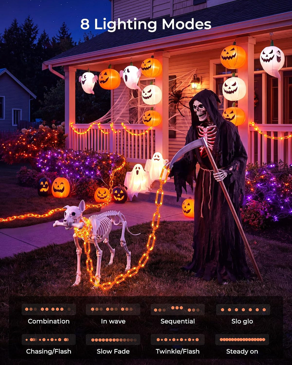 Brightown Halloween String Lights Battery Operated, 10Ft Orange Lights