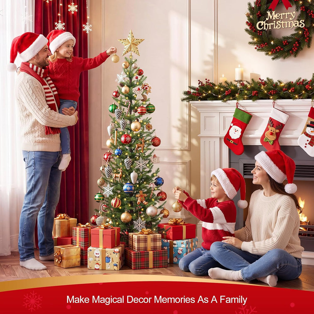 VeriNatural Pre-Lit Christmas Tree, Slim Pencil Christmas Tree - 5 FT