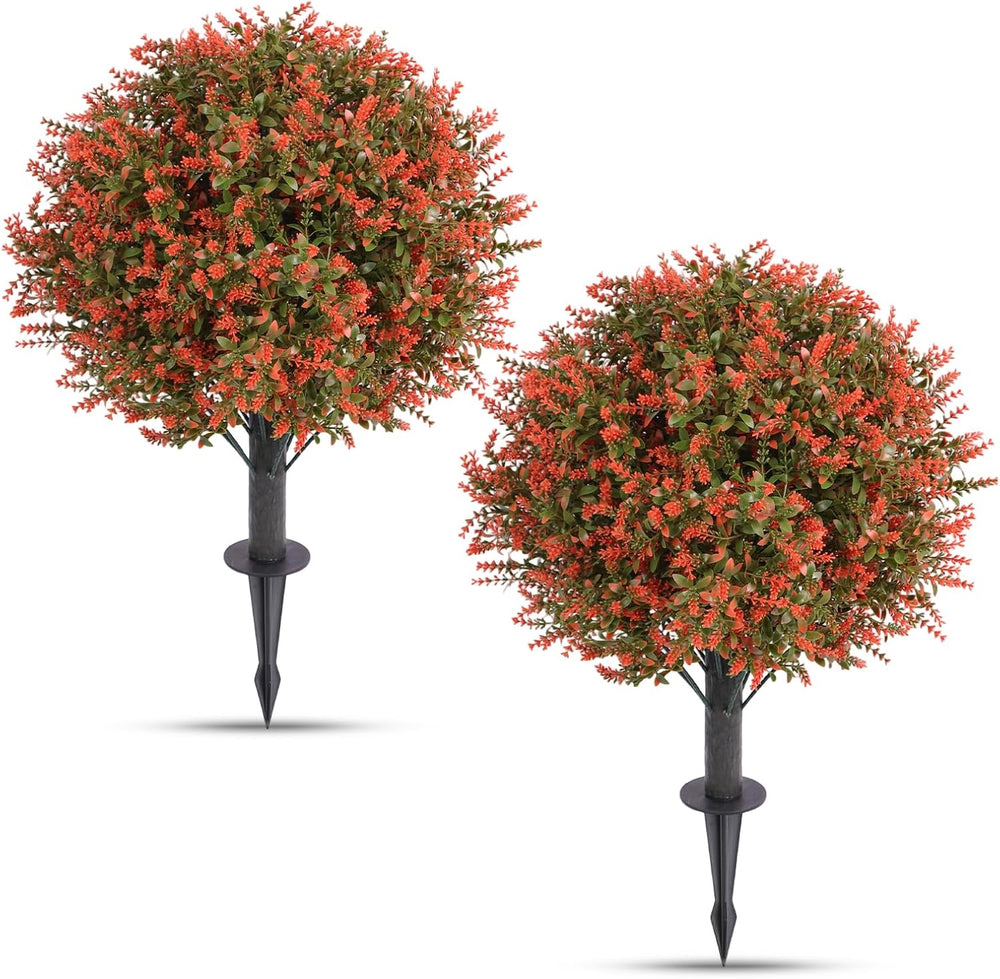 25" Artificial Flowers Lavender Ball Plants Outdoor with Ground Spike 2Pack