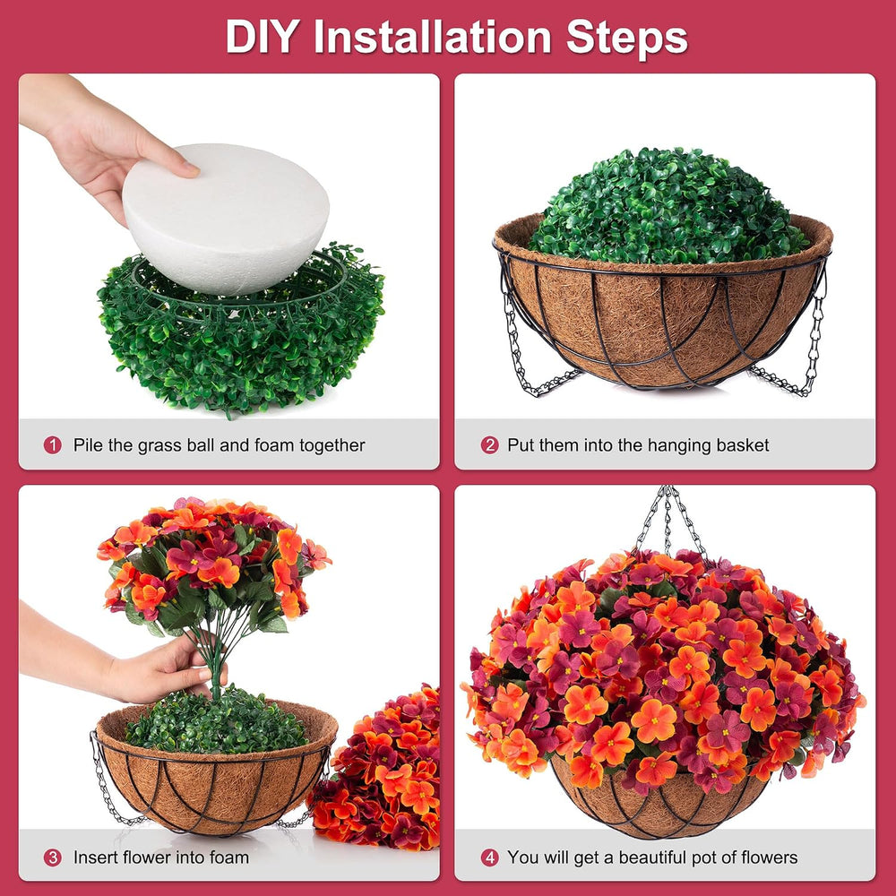 Artificial Fall Hanging Flowers with Basket for Outdoor UV Resistant