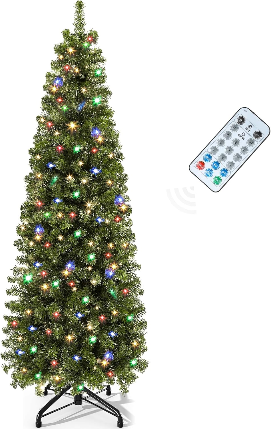 YITAHOME 7.5FT Prelit Green Fraser Fir Pencil Christmas Tree with Remote