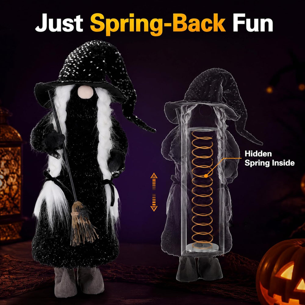 YZS Housm Halloween Plush Gnomes Decoration, 26 Inch Spring Loaded Witch Gnom...