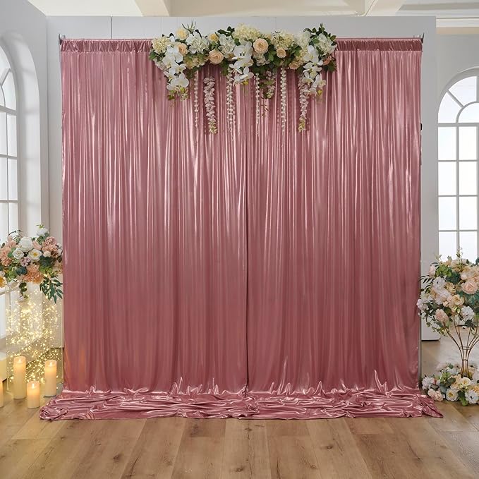 20x10ft Thick Rose Gold Glitter Backdrop Curtain Panels for Parties, Wrinkle Free Sequin Sparking Photo Backdrop Drapes, 4 Panels 5x10ft Shimmer Back Drop Cloth for Wedding Birthday Photography