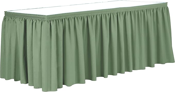 Ultimate Textile Pleat Polyester Fabric Table Skirt - Machine Washable Flame Resistant with Clips for Events, Weddings & Trade Shows, Cut & Sewn in Paterson, NJ - Sage, 7' Shirred Pleat