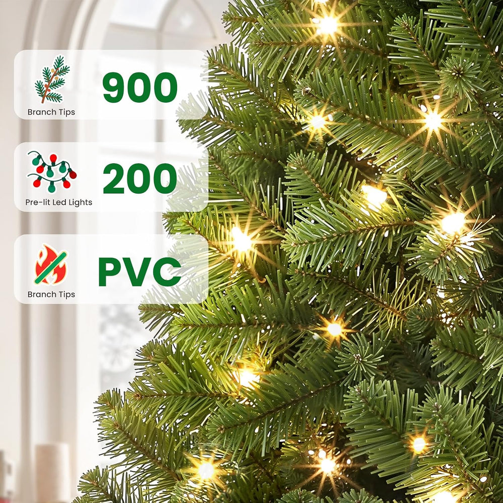 SHareconn 6.5ft Prelit Artificial Classic Spruce Christmas Tree